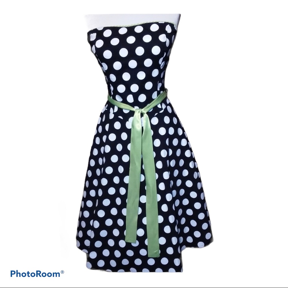 Ruby Rox Retro 50’s‎ Look Strapless Black/White Polka Dot Dress Sz7
